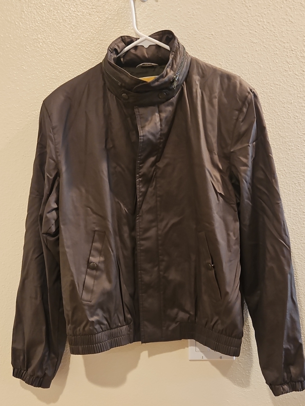 Vintage Men's Dark Brown Lightweight Stand-Collar Jacket